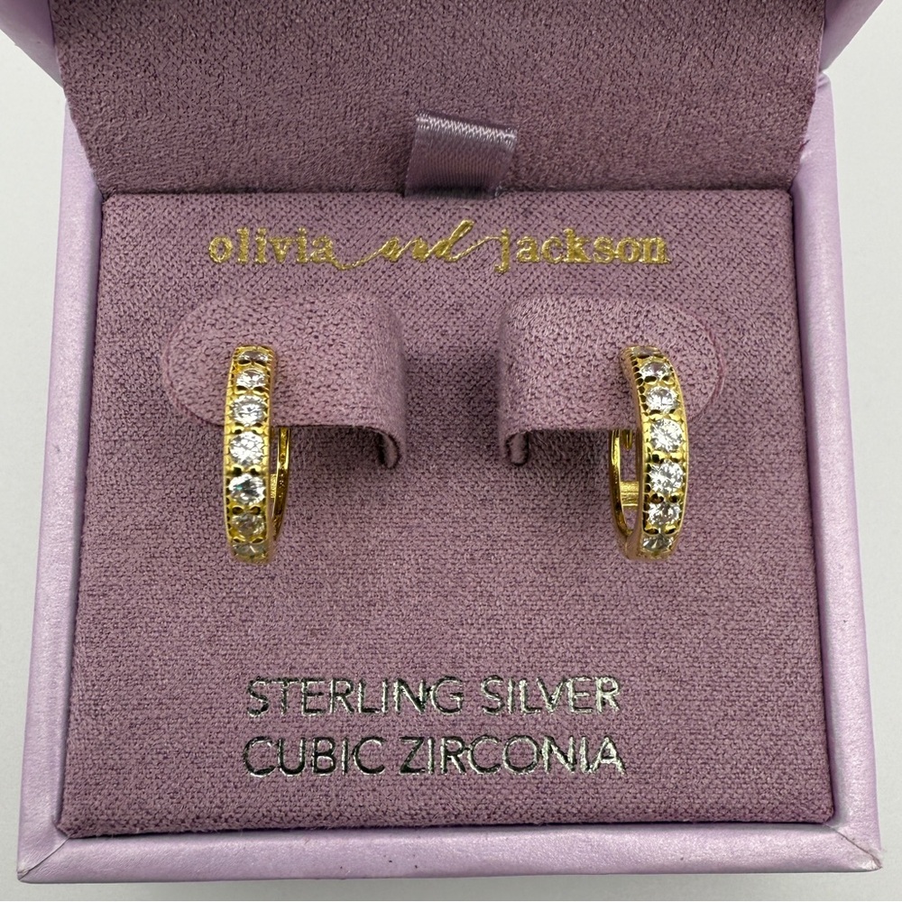 Olivia and Jackson Gold-Tone Sterling Silver Hoop Earrings w/ Box